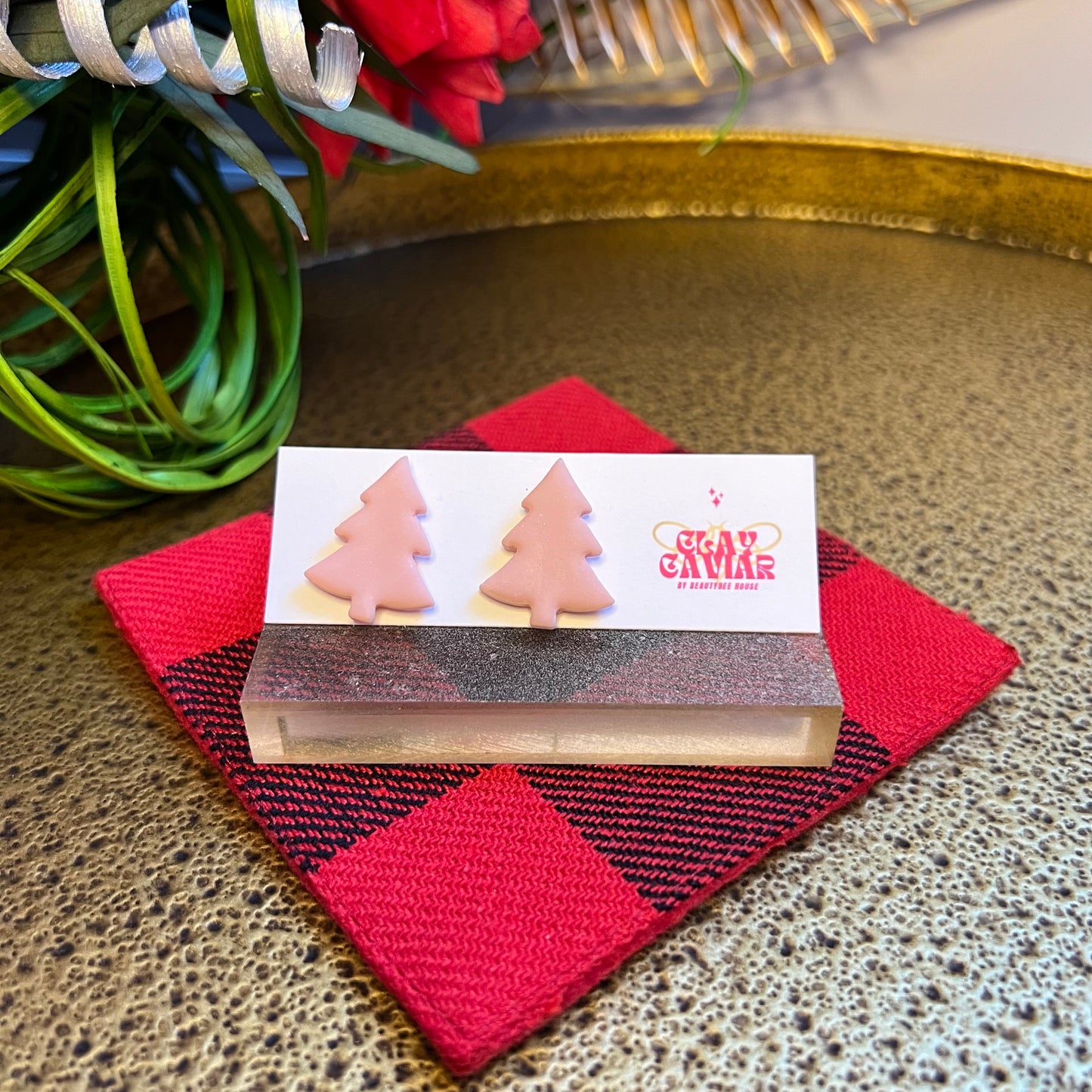 Holiday Tree Clay Stud Earrings